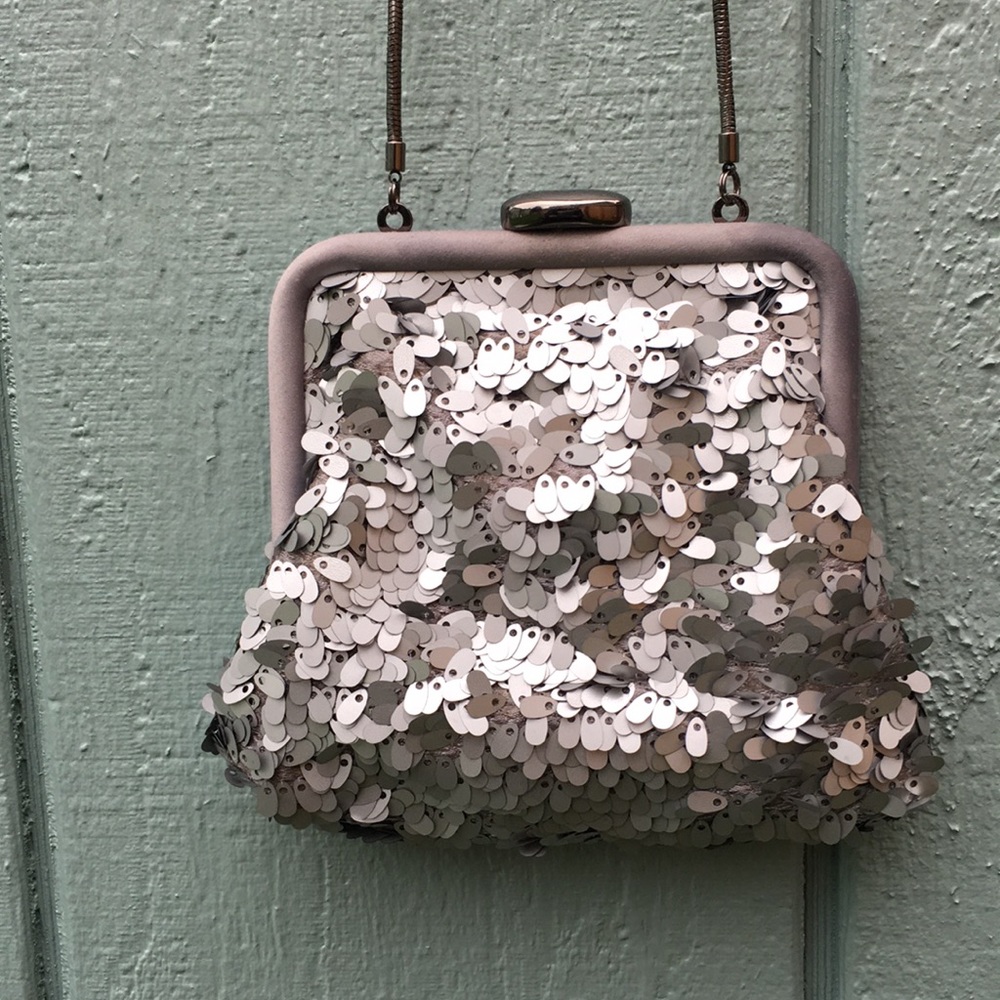 Silver sequin mini bag Banana republic purse
